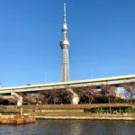 隅田川から見る言問橋と浅草の桜（2020/03/22）
